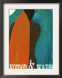 Sunset Beach Surfer - Women and Waves Posters by Lisa Weedn