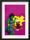 Howard The Duck 3 Cover: She-Hulk and Howard The Duck Fighting Prints by Juan Bobillo