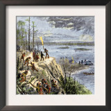 Samuel de Champlain and His Huron Allies Going to Fight the Iroquois, Lake Champlain, c.1600 Art