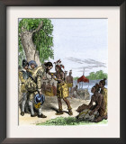 De Soto Greeted by Native Cofitachequi Queen in Carolina, c.1540 Posters