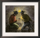 Coal Miners Tamping an Explosive Charge in a Tunnel, c.1860 Prints