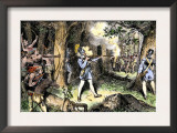 Samuel de Champlain and His Huron Indian Allies Fighting the Iroquois Near Lake Champlain, c.1609 Print