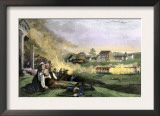 Wife Holding Her Dying Husband at the Battle of Lexington, Start of the Revolutionary War, c.1775 Print