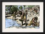 Caribbean Natives Washing Gold for the Spanish Conquerors Art