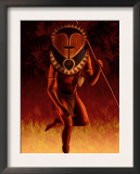 Warrior Wearing Tribal Mask Posters