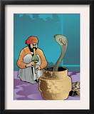 An Indian Snake Charmer and a Cobra Prints