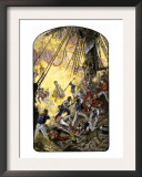 Sea Fight Between the American Ship Bonhomme Richard and the British HMS Serapis, c.1779 Posters