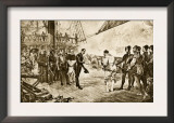 Spanish Armada's Admiral Surrenders His Sword to Francis Drake, c.1588 Print