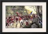 British Retreat from Concord under Fire from Colonial Minutemen in Ambush, c.1775 Posters