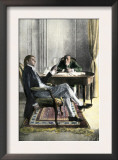 Benjamin Franklin and Richard Oswald in Paris Discussing the Peace Treaty Posters
