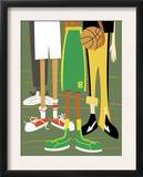 Close-Up of Children's Legs with Basketball Art