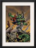 Spider-Girl 86 Cover: Spider-Girl, Apox, J2, Hulk and Nova Fighting Posters by Ronald Frenz