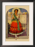 Hispanic Holds Up a Lace Design On a Frame Posters