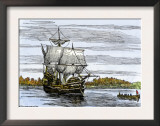 Pilgrim Landing Party from the Mayflower in Plymouth Harbor Prints