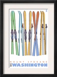 Mount Spokane, Washington, Skis in the Snow Prints by Lantern Press 