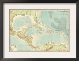Chart of the West Indies Sea Depths and Land Elevations Prints