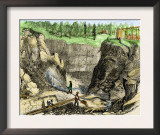Hydraulic Mining at French Corral, California Gold Rush, c.1850 Posters