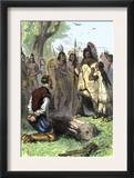 Pocahontas Appeals to Powhatan to Spare John Smith's Life, Virginia Colony, c.1600 Prints
