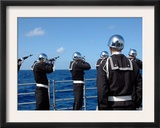 Sailors Fire a Gun Salute During a Burial-At-Sea Aboard Guided Missile Cruiser USS Bunker Hill Prints by Stocktrek Images 