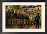 Monet Painting In His Garden In Argenteuil Prints by Claude Monet