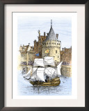 Hudson's Ship, Half-Moon, Leaving Amsterdam for the New World, c.1609 Art