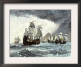 Ships of Ferdinand Magellan Rounding Tierra del Fuego to Circumnavigate the Earth 1519 to 1521 Prints