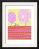 Pink Trees with Park Bench Prints
