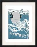 Octopus with Headphones Posters