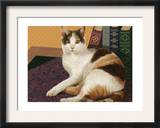 Calico Cat with Books Print