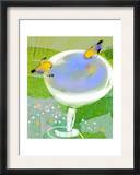 Gold Finches at Birdbath Prints