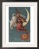 Witch On A Pumpkin Poster