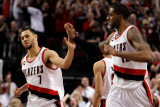 Dallas Mavericks v Portland Trail Blazers - Game Four, Portland, OR - APRIL 23: Brandon Roy and LaM Photographic Print by Jonathan Ferrey