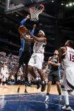 Orlando Magic v Atlanta Hawks - Game Six, Atlanta, GA - APRIL 28: Joe Johnson and Dwight Howard Photographie par Scott Cunningham