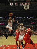 Atlanta Hawks v Chicago Bulls - Game Two, Chicago, IL - MAY 04: Derrick Rose, Carlos Boozer, Jamal  Photographic Print by Jonathan Daniel