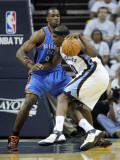 Oklahoma City Thunder v Memphis Grizzlies - Game Four, Memphis, TN - MAY 09: Serge Ibaka and Zach R Photographic Print by Andy Lyons