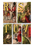 R, S, T, U, V Illustrated Letters Prints by Edmund Evans