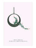 Hagi (Bush Clover) In a Suspended Moon-Shaped Bronze Vase Print by Josiah Conder