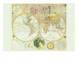 Stereographic Map of the Earth & the Moon Prints by Samuel Dunn