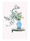 Yamanashi & Takejimayuri (Wild Pear And Lily) In a Blue And White Porcelain Vase Poster by Josiah Conder