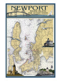 Newport, Rhode Island Nautical Chart Kunstdrucke