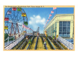 Coney Island, New York - Steeplechase Park View of the Ride Affiche