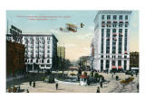 Montgomery, Alabama - Airplane Flying over Court Square, Commerce St Prints