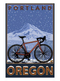 Mountain Bike in Snow - Portland, Oregon Pósters