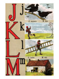 J, K, L, M Illustrated Letters Posters by Edmund Evans