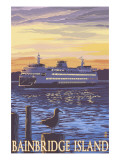 Bainbridge Island, WA - Ferry and Sunset Prints