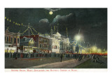 Revere Beach, Massachusetts - Boulevard and Nautical Garden at Night Art