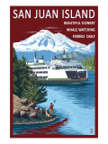 San Juan Island - Boy Waving at Ferry Posters