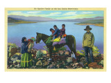 San Carlos Reservation, Arizona - Apache Family, Kids on Horseback Art