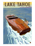 Lake Tahoe, California - Wooden Boat Affiches