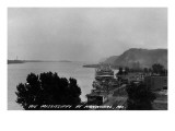 Hannibal, Missouri - View of Mississippi River and Docked Riverboat Prints